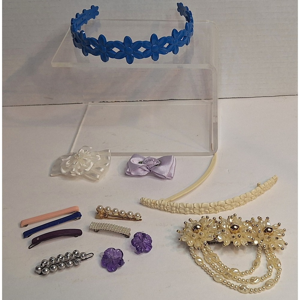 Lot Of Vtg Barrettes Banana Clip Headband Hair Accessories